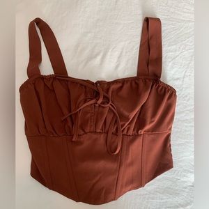 KENDAL AND KYLIE BURNT ORANGE CORSET TOP